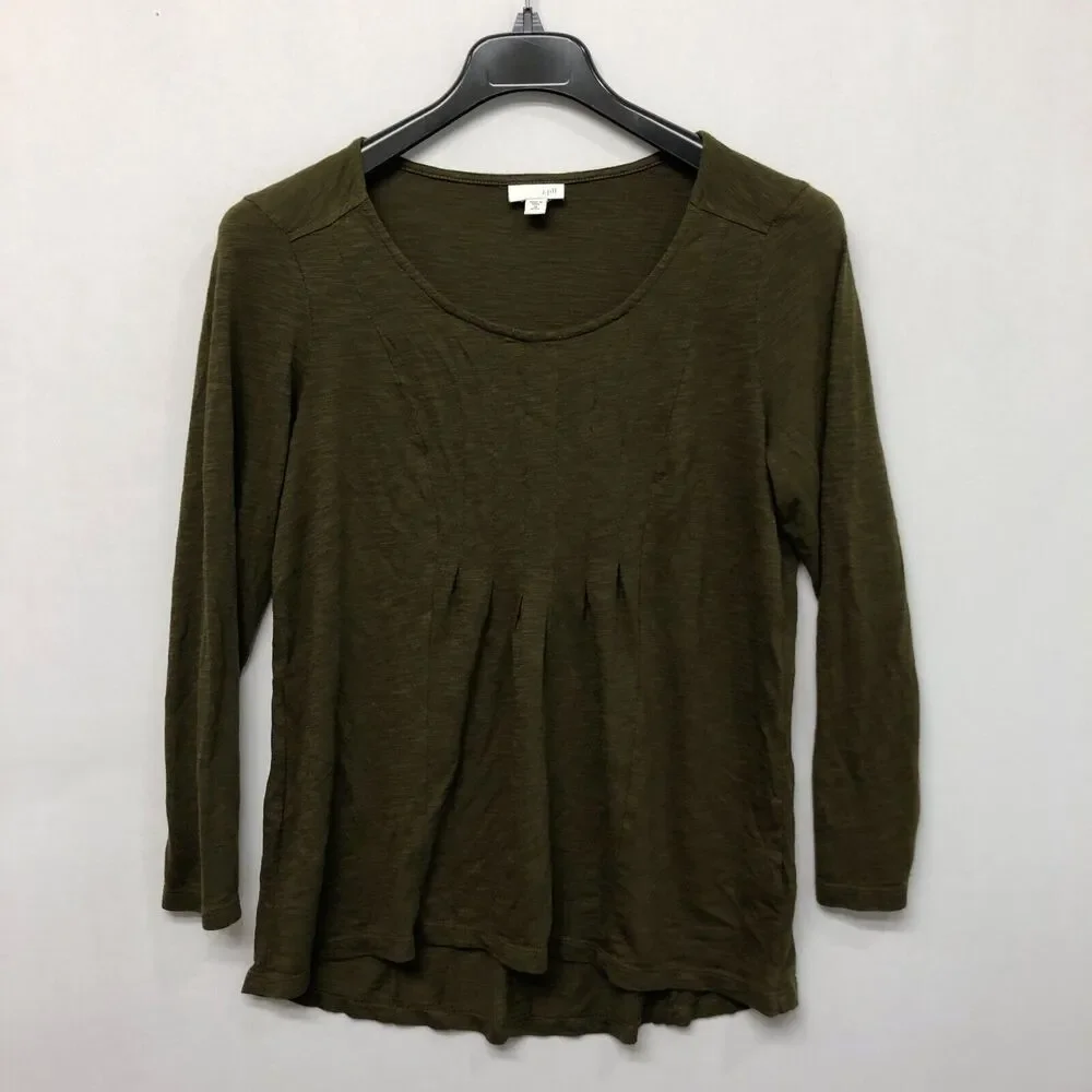 J Jill Women Long Sleeve Blouse Top Shirt Size Medium Petite Olive Green B305 -6 - Picture 9 of 13
